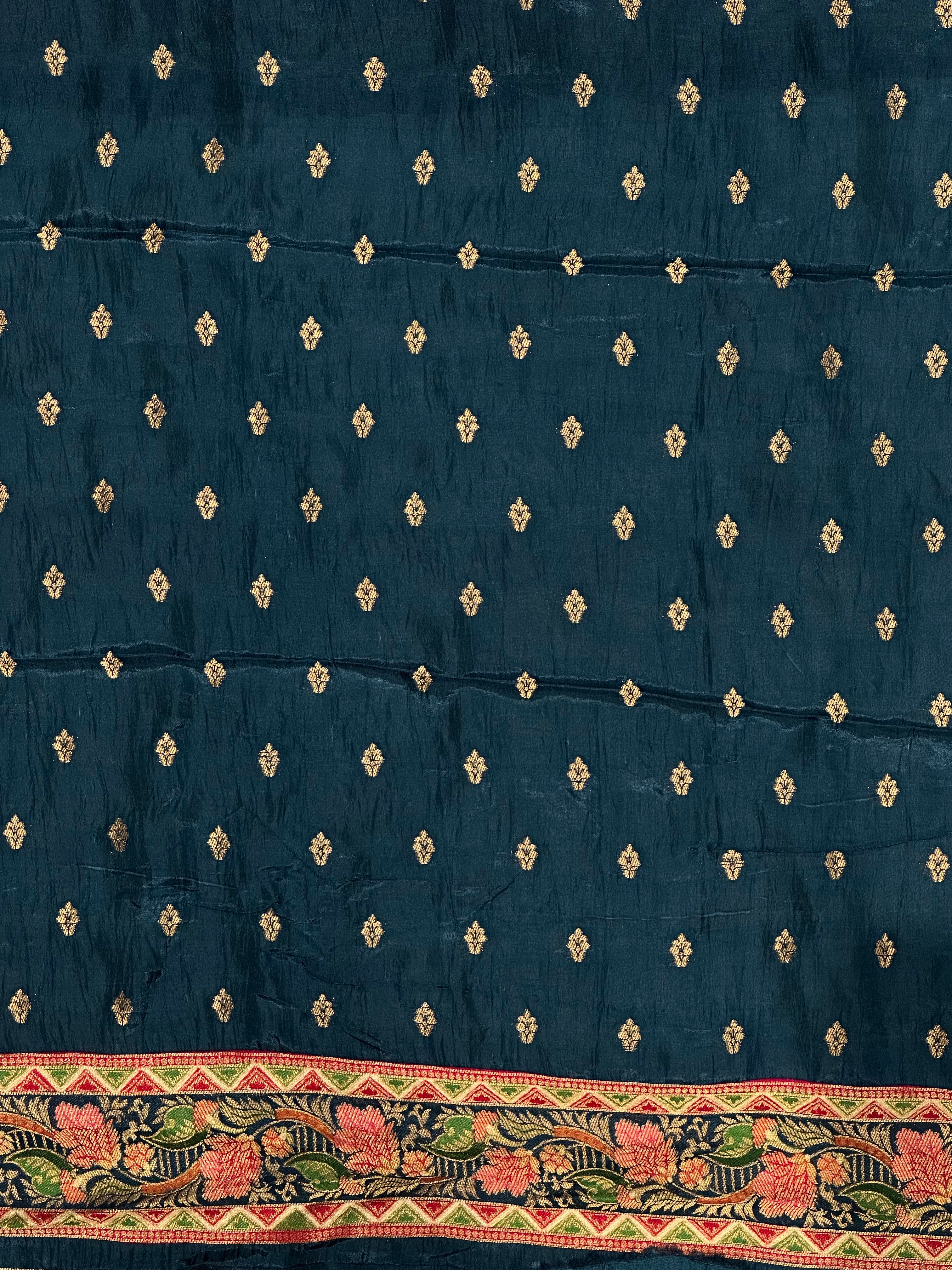 Silk Elephant & Peacock Banarasi Printed Saree