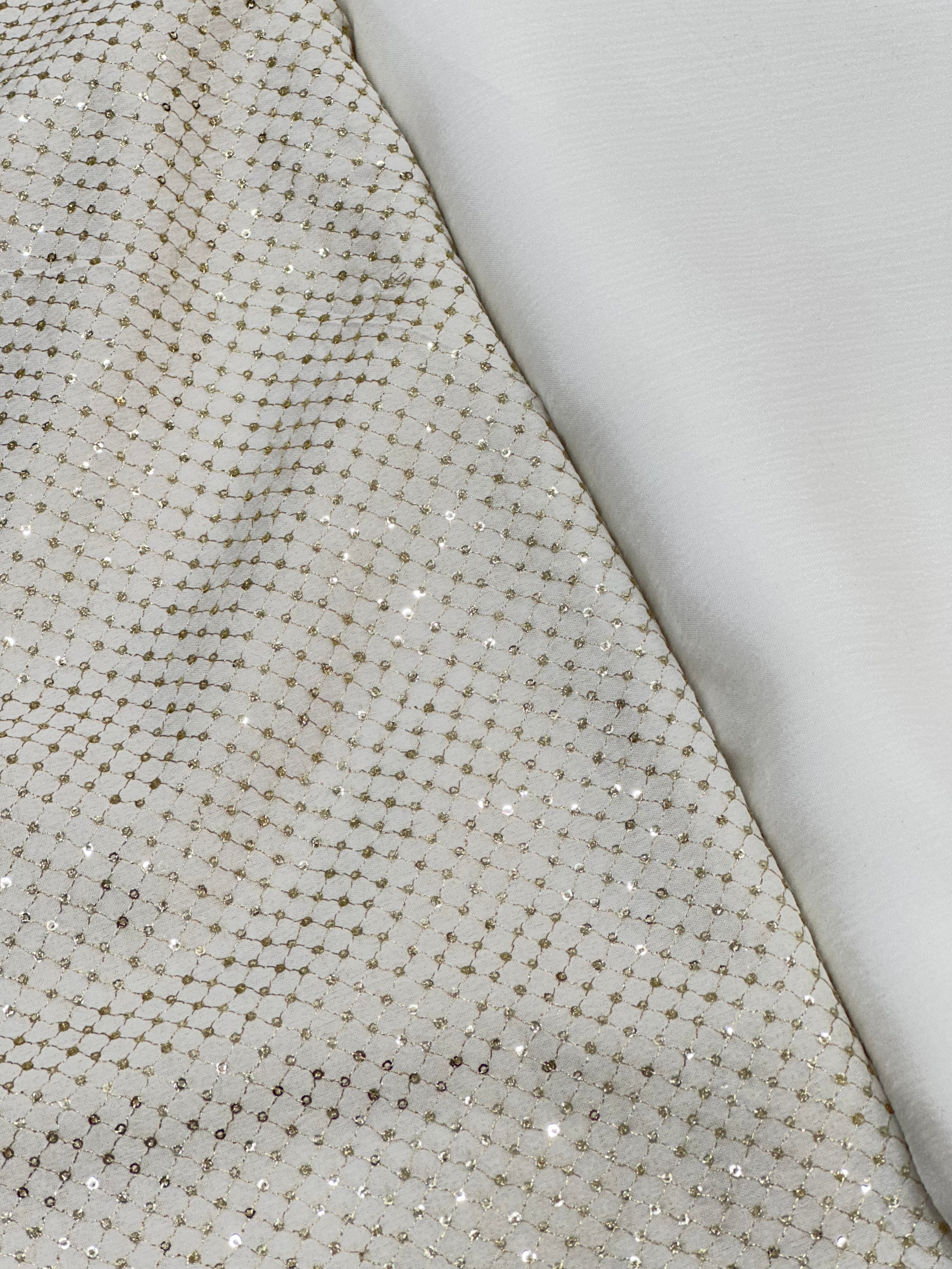 Viscose Chinon Sequins & Zari Intricate Checks