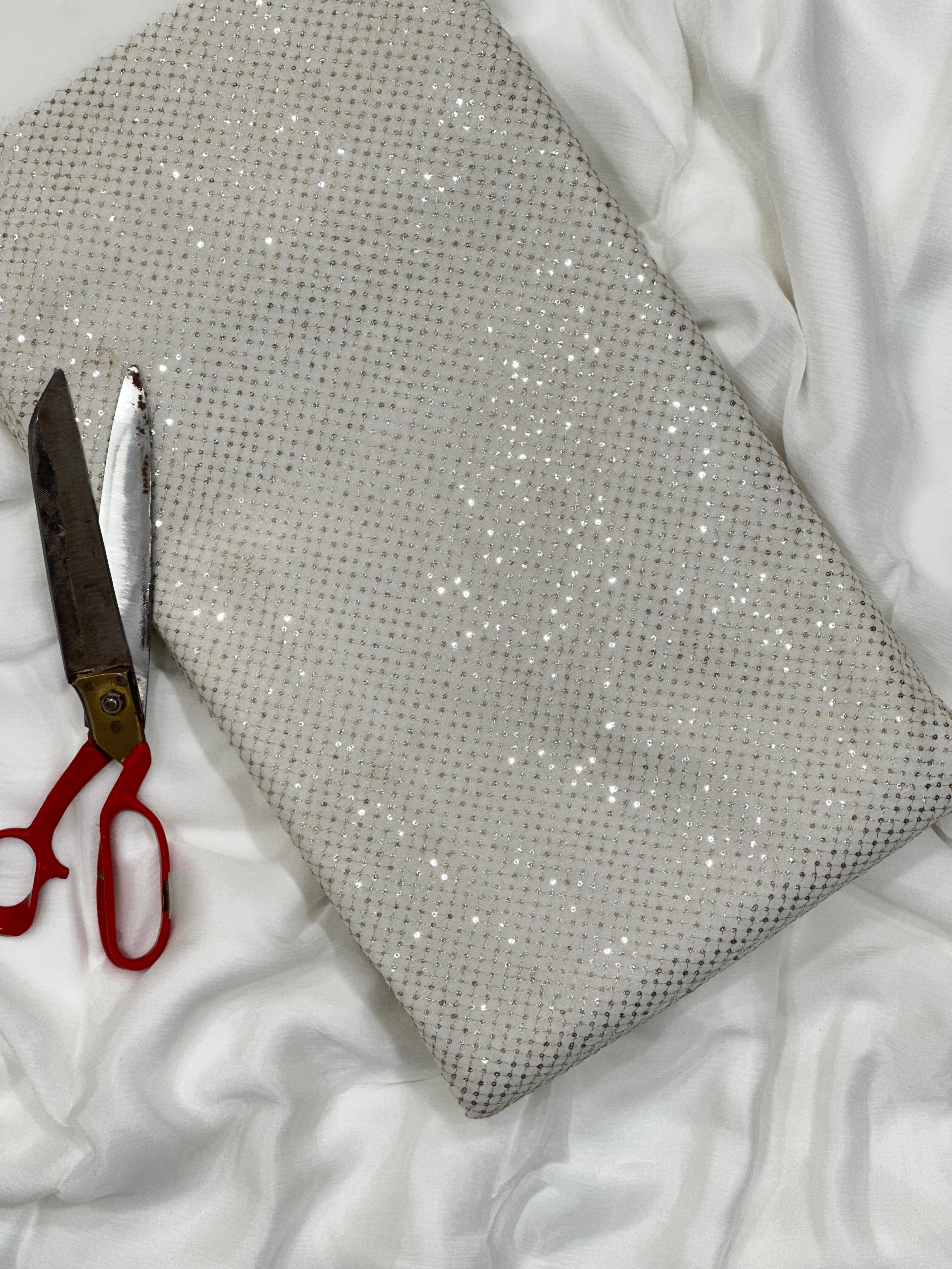 Viscose Chinon Sequins & Zari Intricate Checks