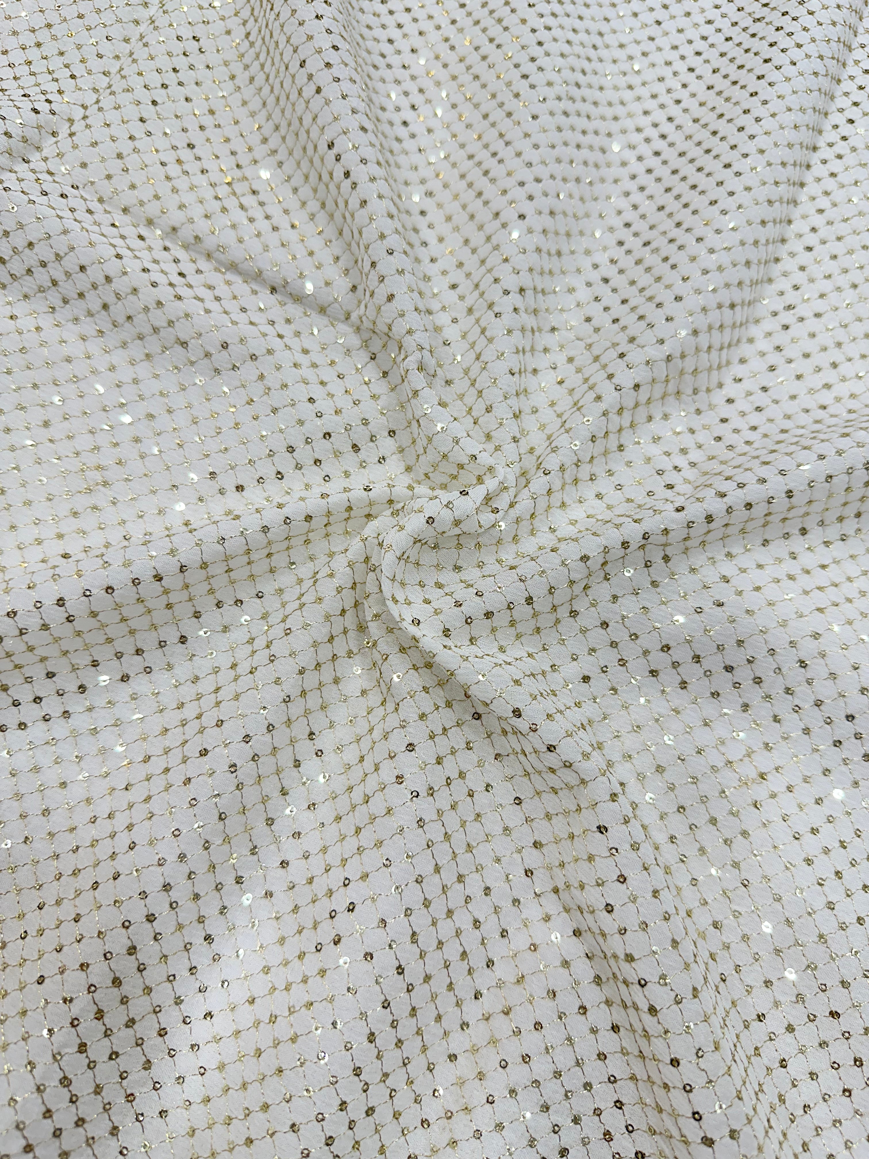 Viscose Chinon Sequins & Zari Intricate Checks