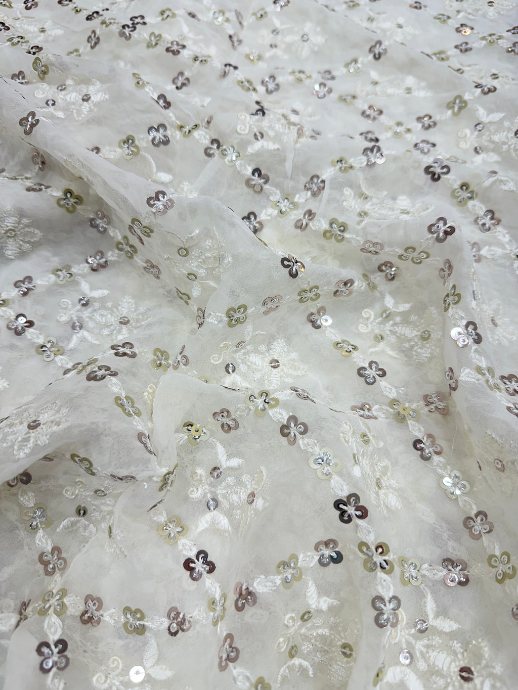 Viscose Georgette Multi-Sequins & Thread