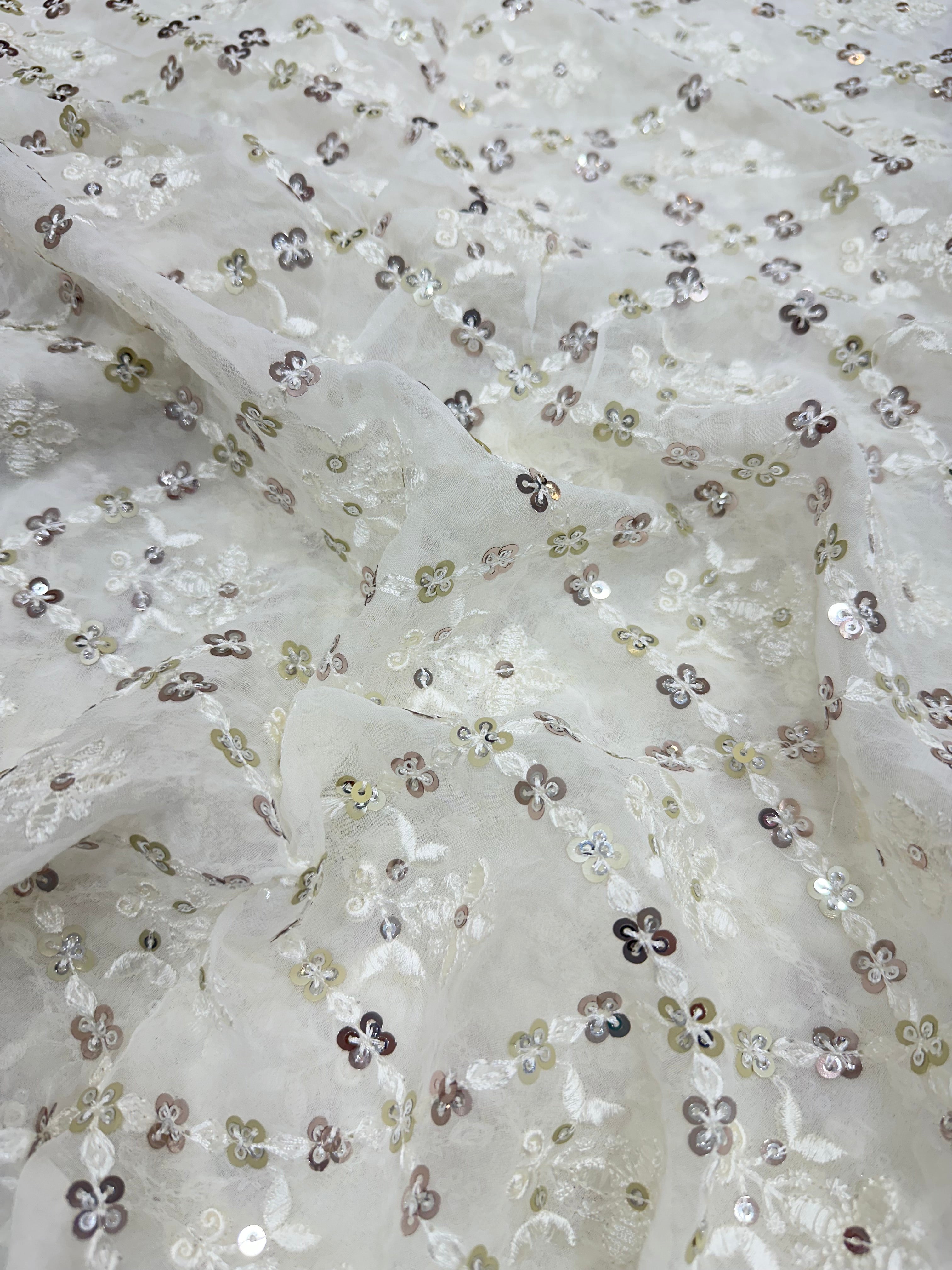 Viscose Georgette Multi-Sequins & Thread