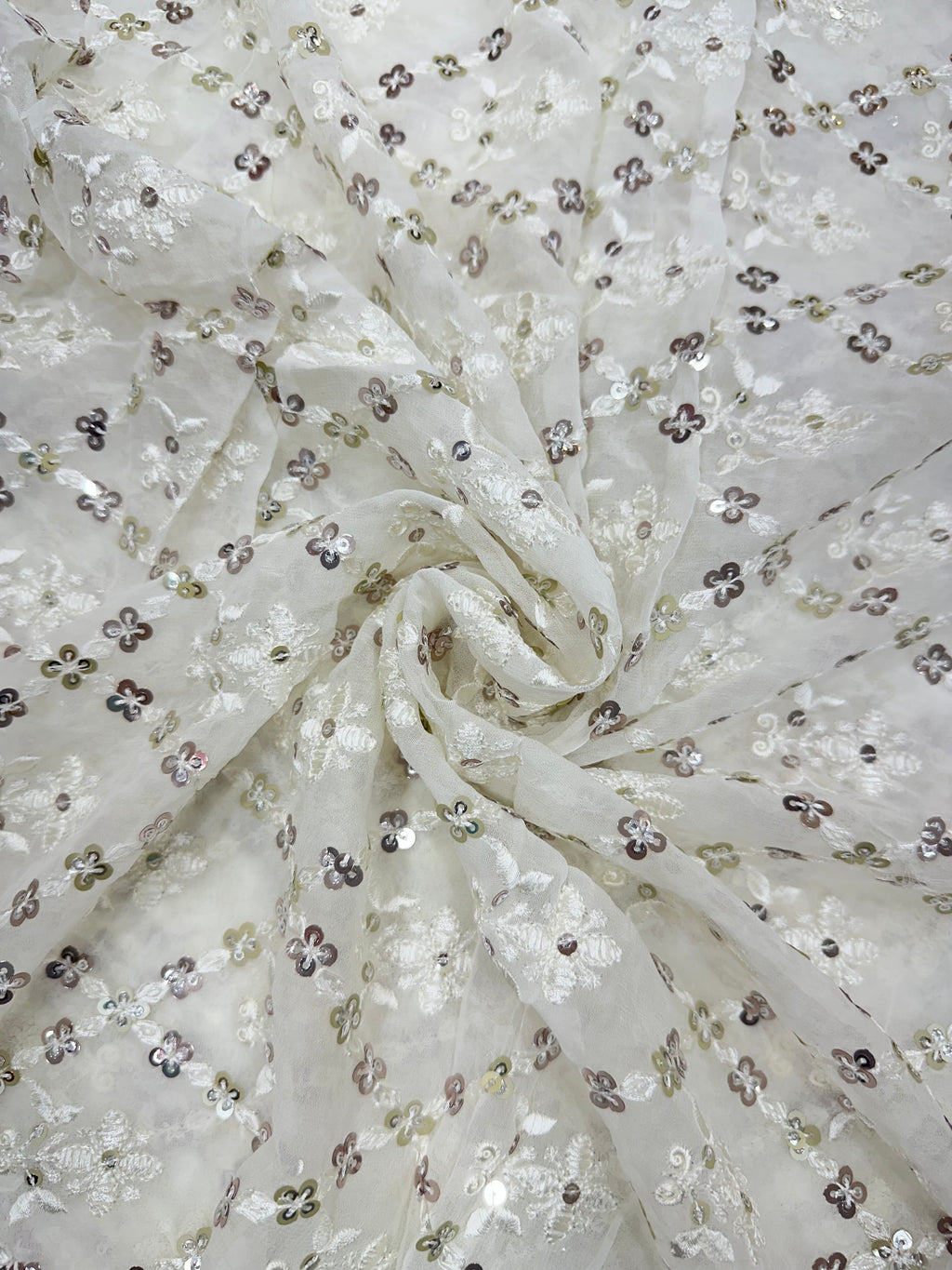 Viscose Georgette Multi-Sequins & Thread