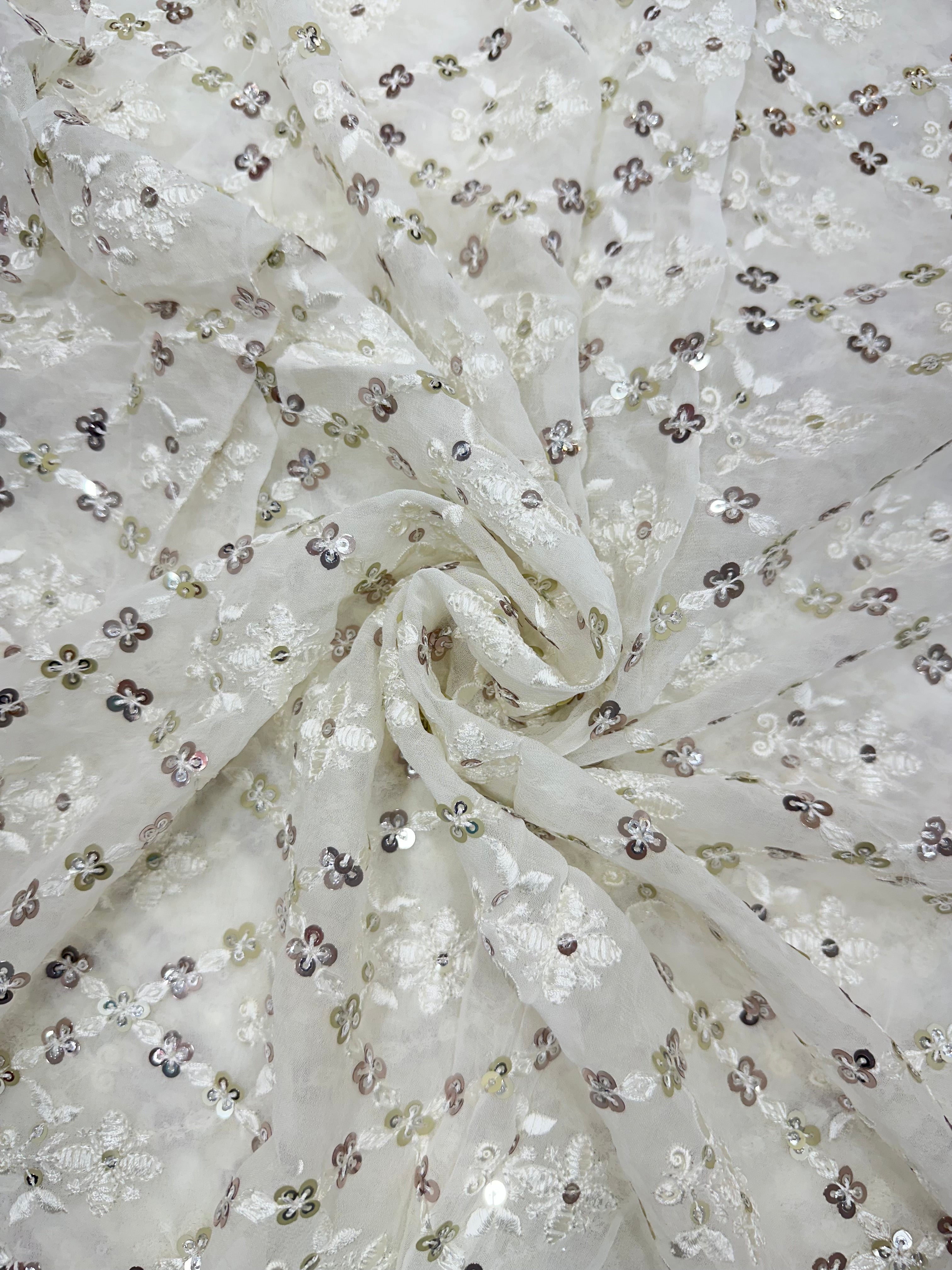 Viscose Georgette Multi-Sequins & Thread