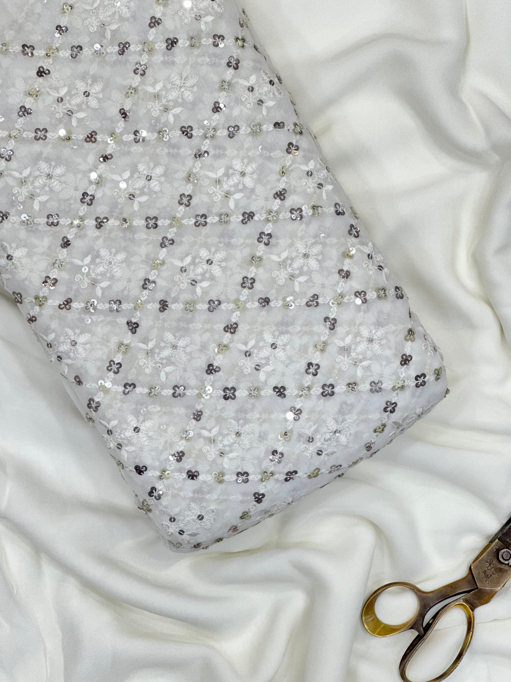 Viscose Georgette Multi-Sequins & Thread