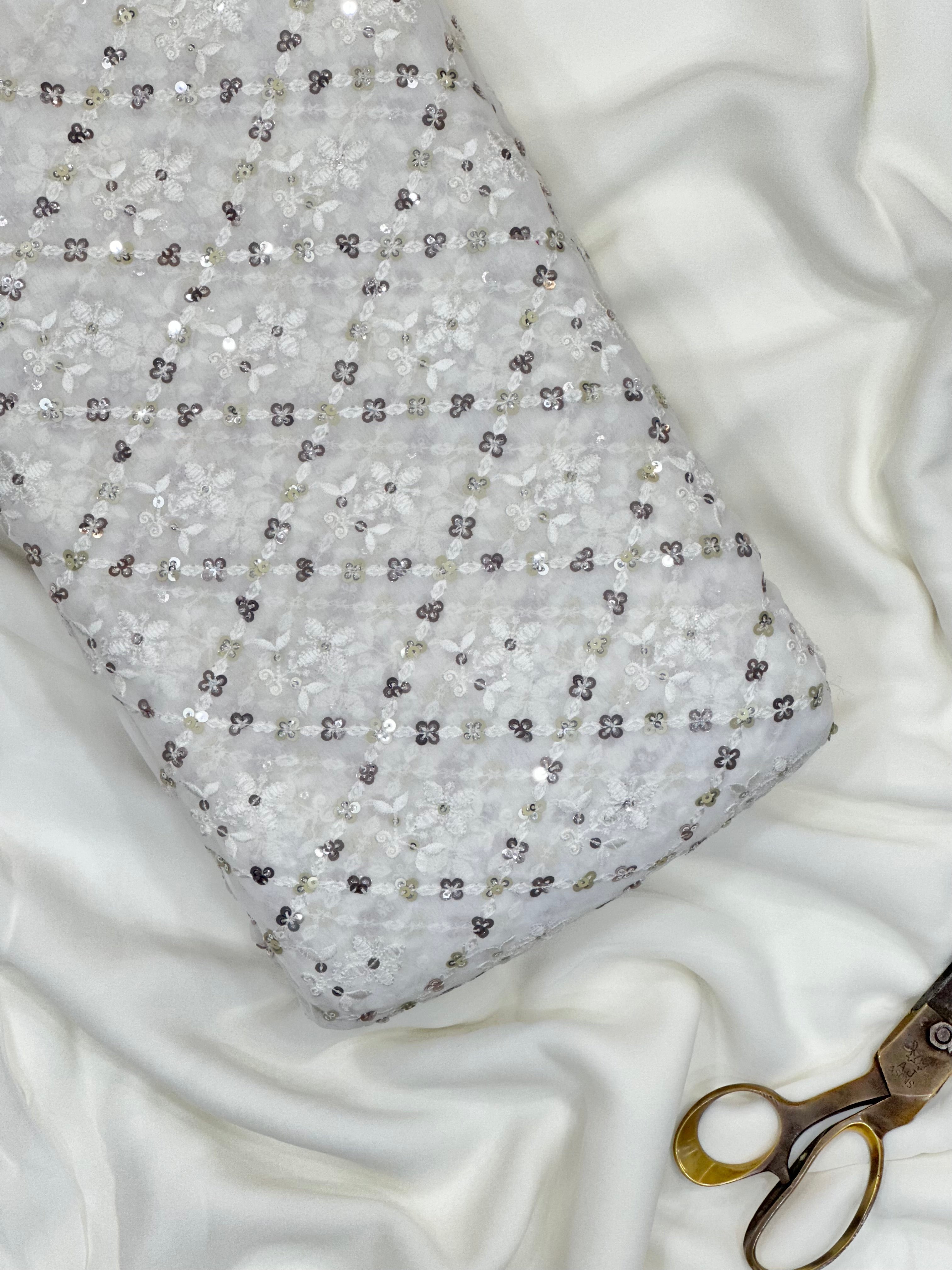 Viscose Georgette Multi-Sequins & Thread