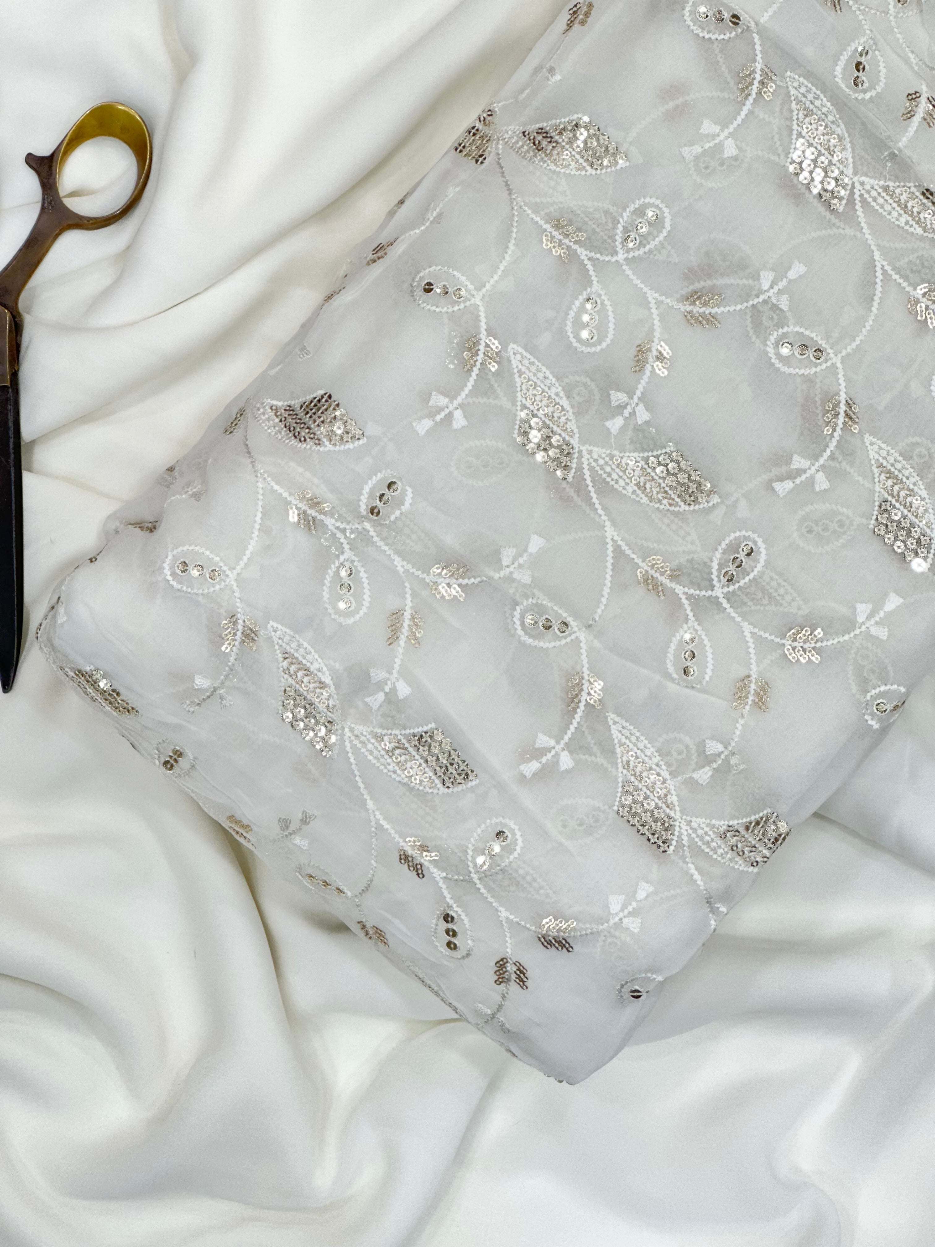 Viscose Georgette Multi Sequins & Thread Jaal