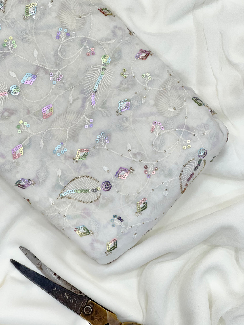 Viscose Georgette Rainbow Sequins Jaal