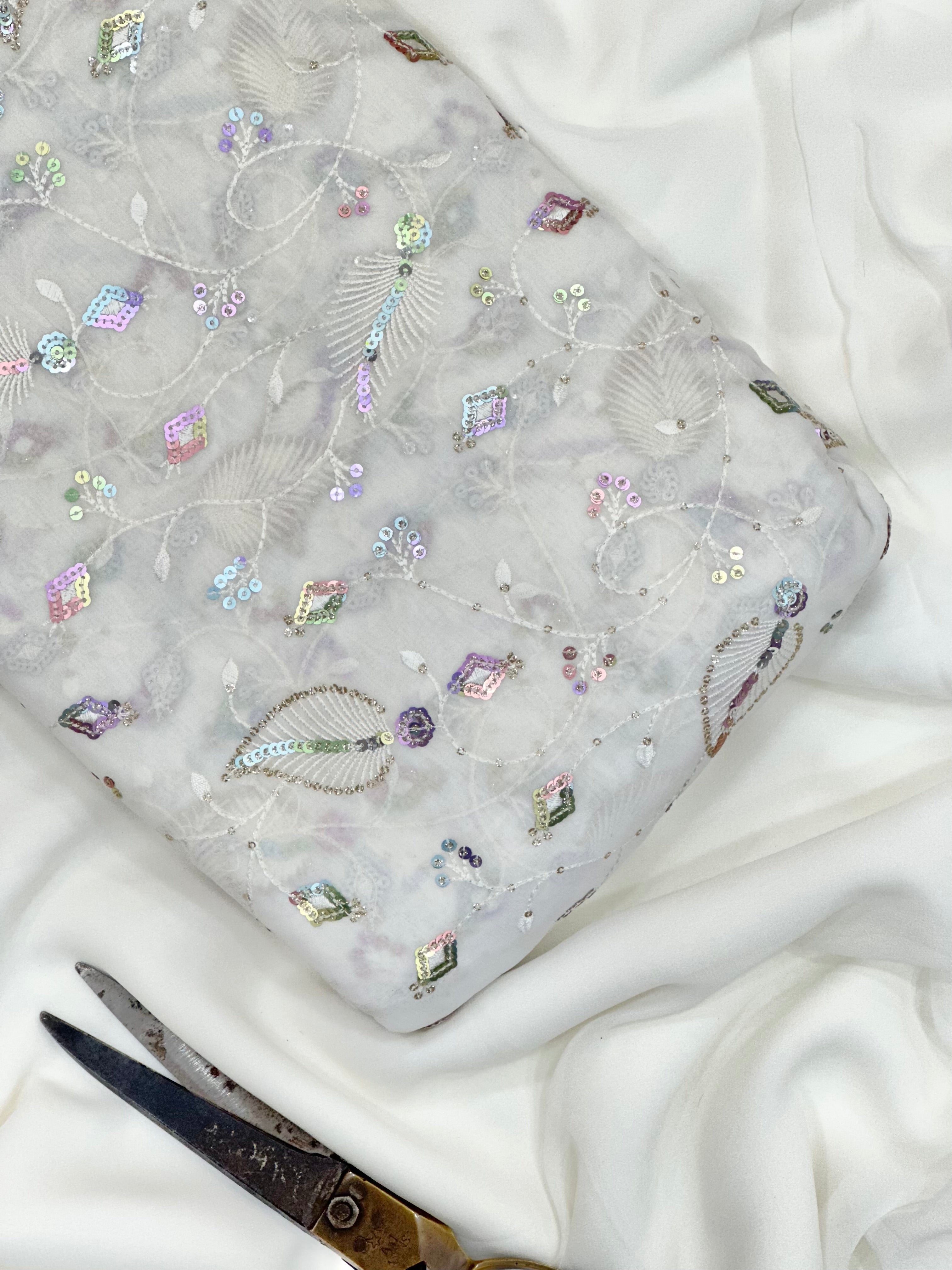 Viscose Georgette Rainbow Sequins Jaal