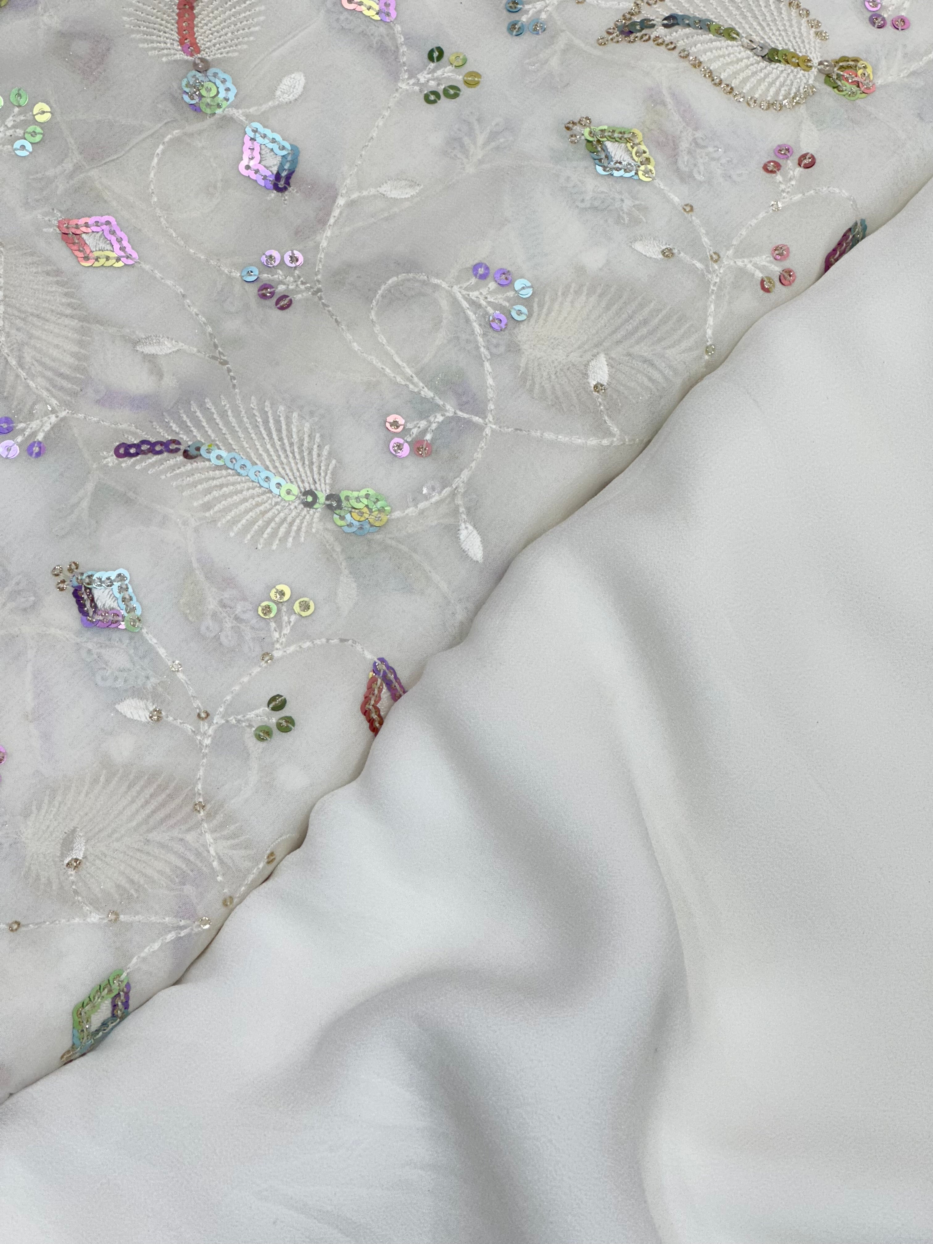 Viscose Georgette Rainbow Sequins Jaal