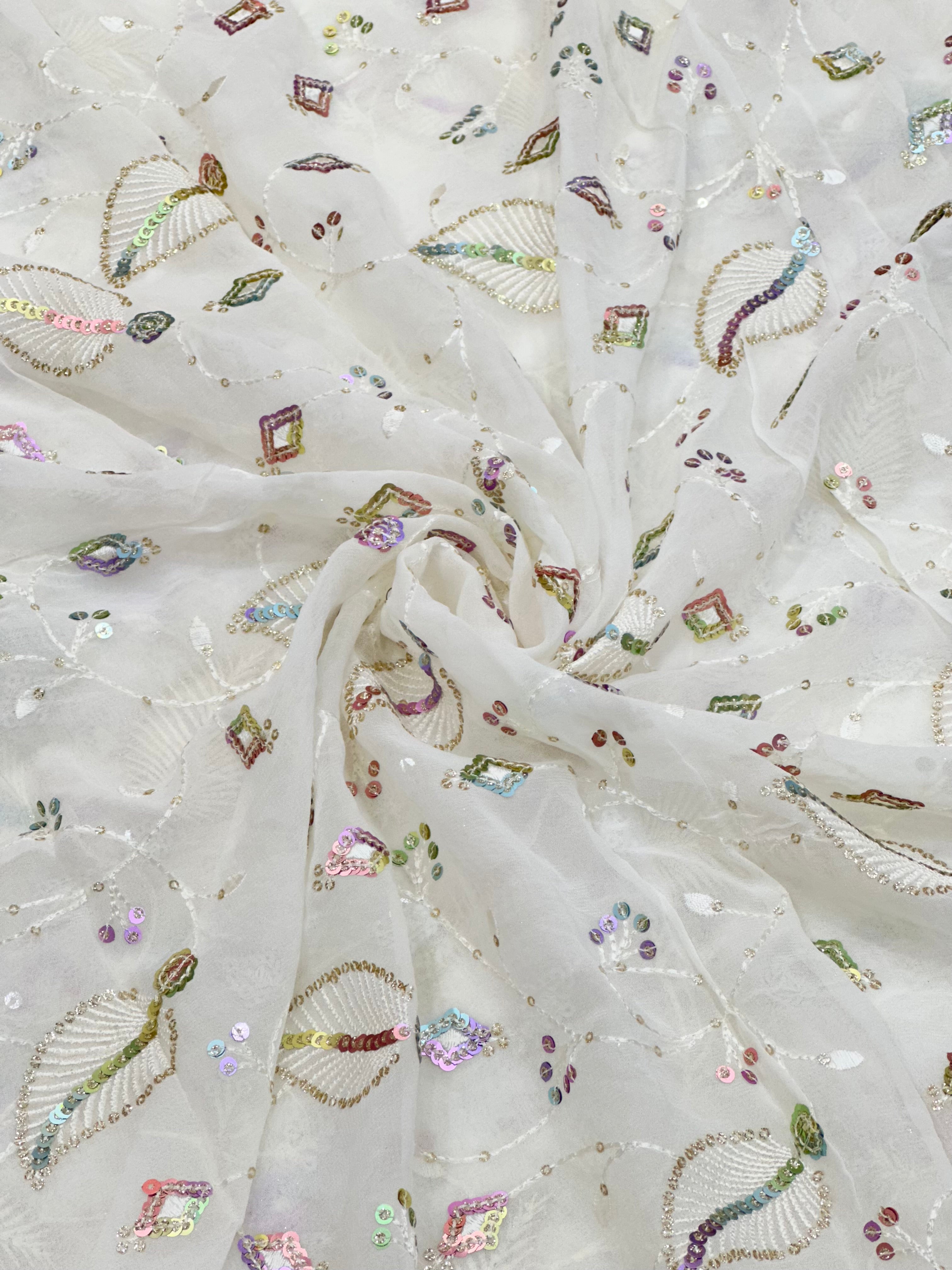 Viscose Georgette Rainbow Sequins Jaal