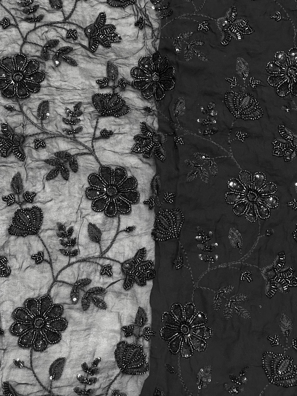 Pure Viscose Georgette Black Cut-Dana Jaal Embroidery 