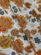 Soft Natural Crepe Floral Placement Print