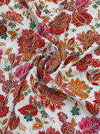 Soft Natural Crepe Floral Placement Print