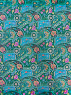 Soft Natural Crepe Paisley Placement Print in Raama Green colour