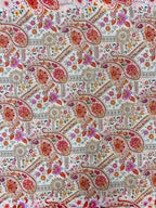 Soft Natural Crepe Paisley Placement Print in White colour