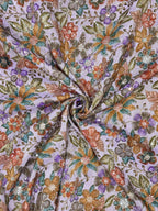 Close-up of floral fabric with a swirl pattern