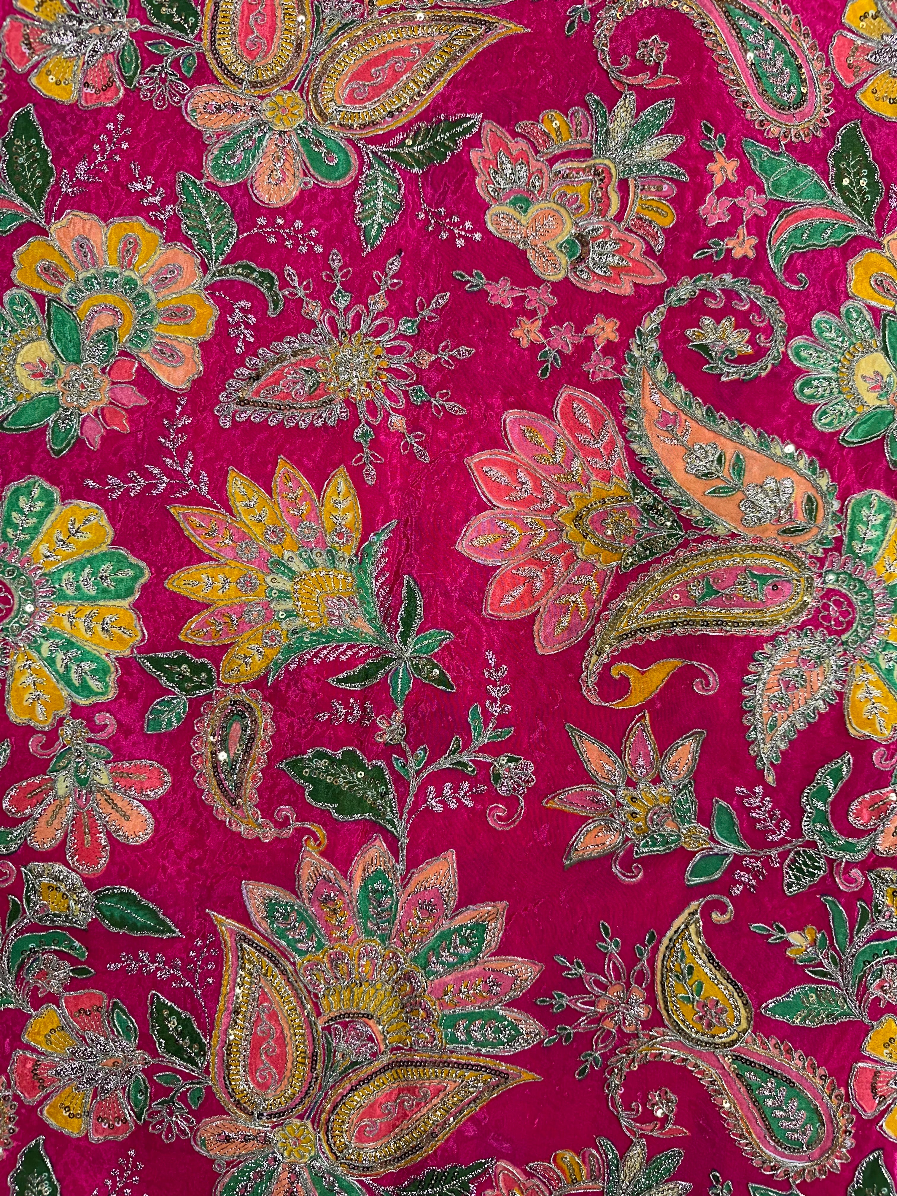 Vibrant Natural Crepe Paisley Position Print Raani Pink