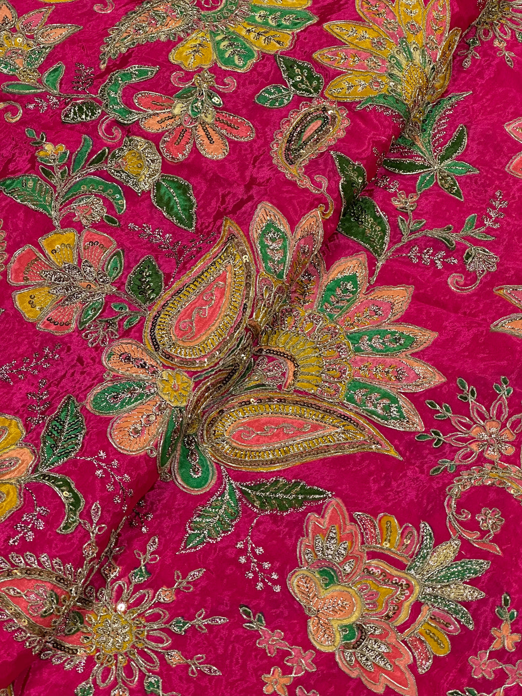 Vibrant Natural Crepe Paisley Position Print Raani Pink