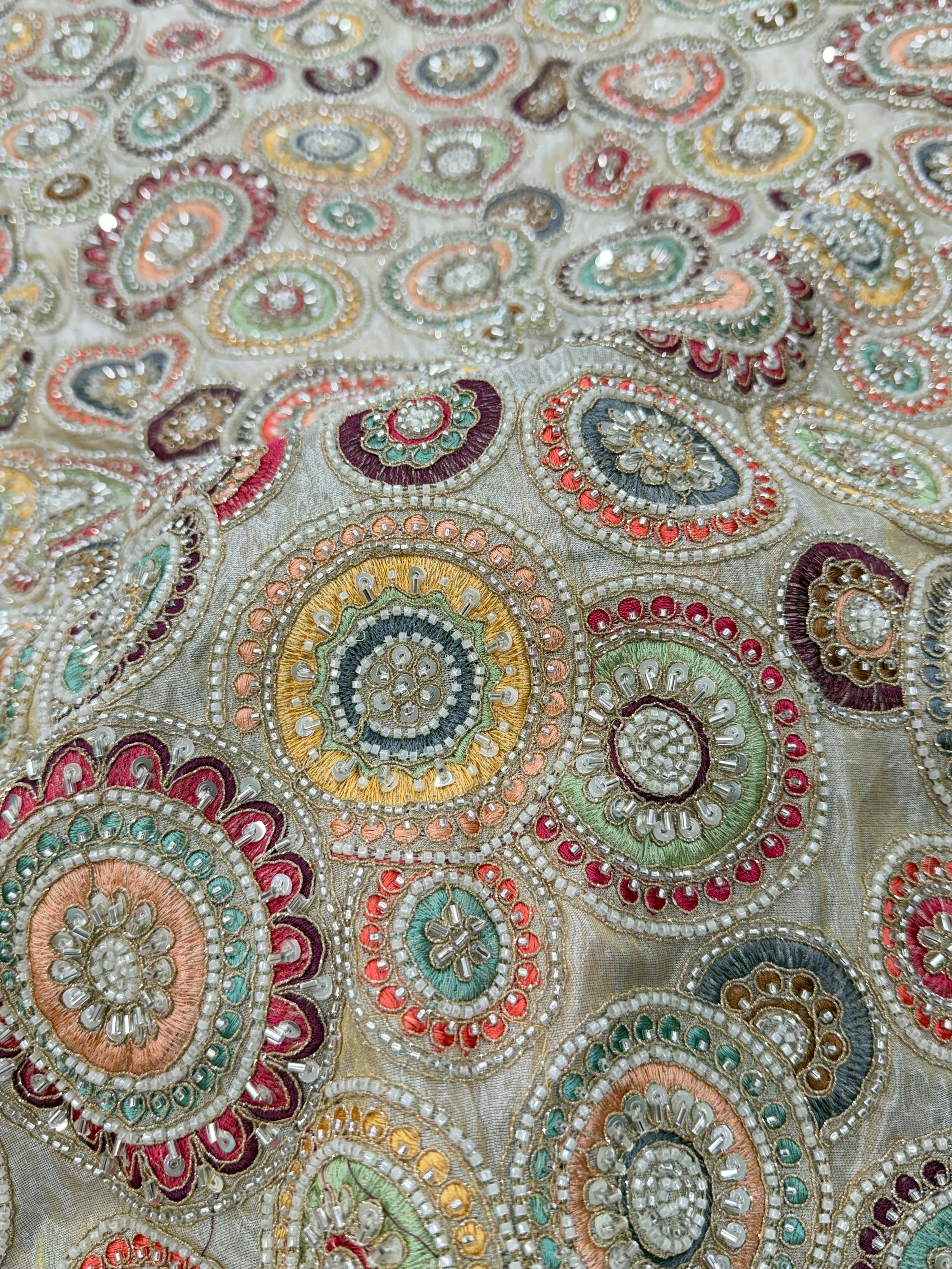 Dyeable Shimmer Tissue Cut-Dana Handwork Fabric Close Up Video